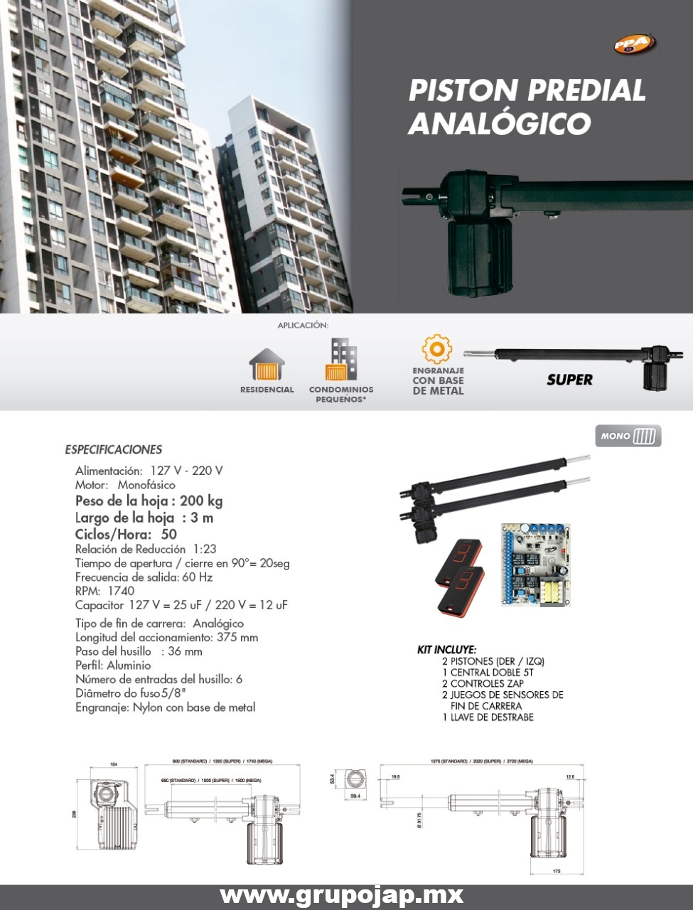 Kit de Piston Predial Super Ppa 200 Kgs x Hoja - Imagen 2